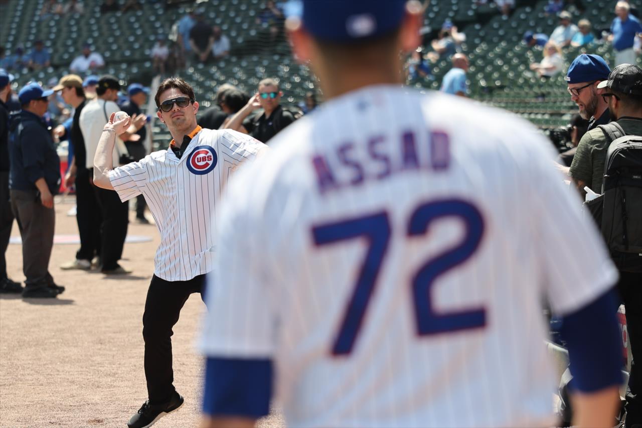 Pato O’Ward Throws First Pitch at Wrigley Field - Photo By: Chris Owens -- Photo by: Chris Owens