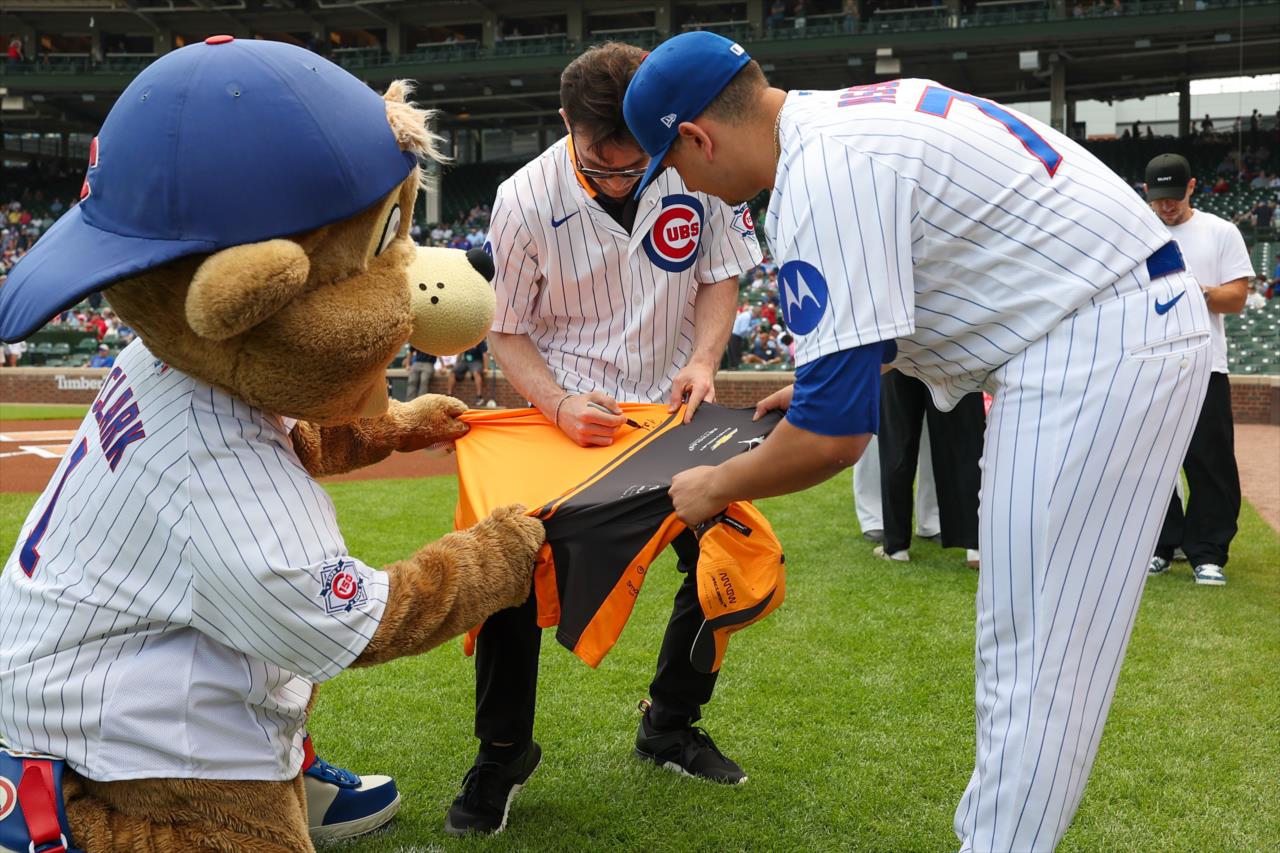 Pato O’Ward Throws First Pitch at Wrigley Field - Photo By: Chris Owens -- Photo by: Chris Owens