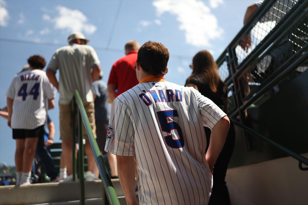 Pato O’Ward Throws First Pitch at Wrigley Field - Photo By: Chris Owens -- Photo by: Chris Owens