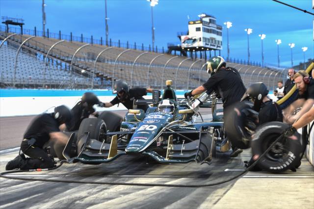 The Ed Carpenter Racing team go to work on the Chevrolet of Ed Carpenter during the Phoenix Open Test at Phoenix International Raceway -- Photo by: Chris Owens