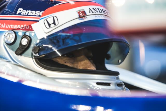 Takuma Sato is strapped in the No. 26 Andretti Honda on pit lane during the Phoenix Open Test at Phoenix International Raceway -- Photo by: Joe Skibinski