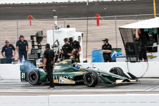 JR Hildebrand leaves his pit stall during the Phoenix Open Test at Phoenix International Raceway -- Photo by: Joe Skibinski