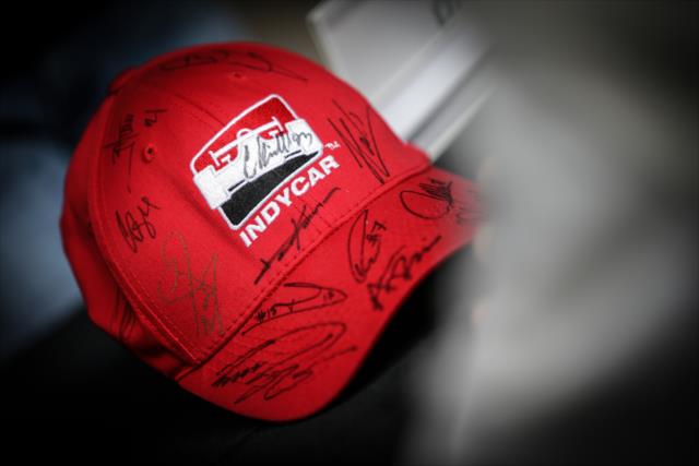 An autographed hat during the autograph session in between test sessions at Phoenix International Raceway -- Photo by: Shawn Gritzmacher