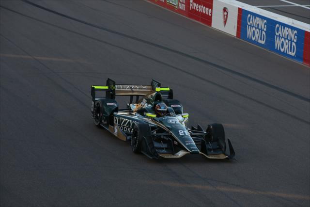 JR Hildebrand rolls down the frontstretch during the parade laps prior to the start of the Desert Diamond West Valley Phoenix Grand Prix -- Photo by: Chris Jones