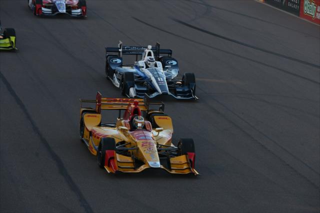 Ryan Hunter-Reay and Max Chilton roll down the frontstretch during the parade laps prior to the start of the Desert Diamond West Valley Phoenix Grand Prix -- Photo by: Chris Jones