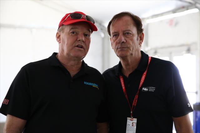 Al Unser Jr. and Arie Luyendyk chat in the paddock area during the rookie oval test at ISM Raceway -- Photo by: Chris Jones