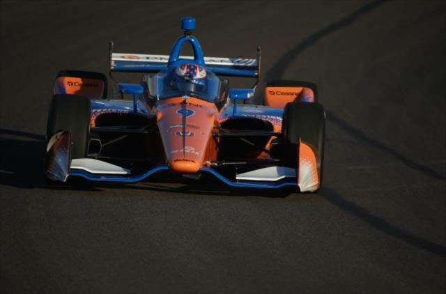 Scott Dixon sails into Turn 4 during the initial on-track windscreen test at ISM Raceway -- Photo by: Shawn Gritzmacher