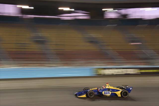 Alexander Rossi streaks through Turn 1 during the evening open test session at ISM Raceway -- Photo by: John Cote