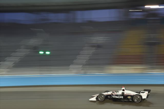 Josef Newgarden streaks through Turn 1 during the evening open test session at ISM Raceway -- Photo by: John Cote