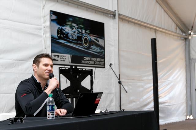 Race Director Kyle Novak speaks during the Competition Meeting at ISM Raceway -- Photo by: Joe Skibinski