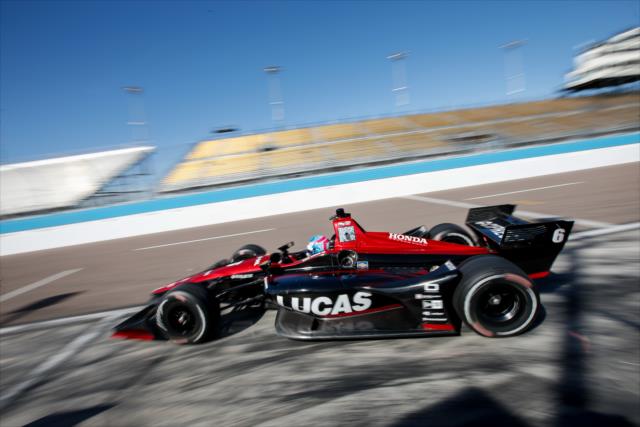 Robert Wickens peels out of his pit stall during the afternoon open test session at ISM Raceway -- Photo by: Joe Skibinski