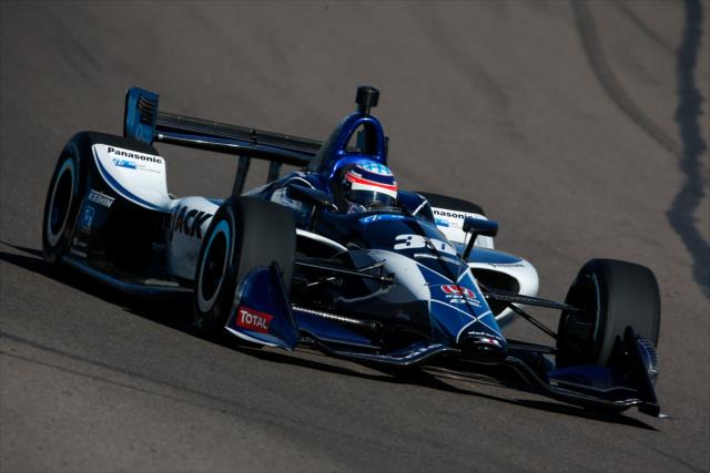 Takuma Sato sails into Turn 1 during the afternoon open test session at ISM Raceway -- Photo by: Joe Skibinski