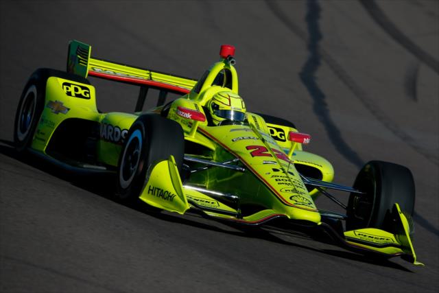 Simon Pagenaud sails into Turn 1 during the afternoon open test session at ISM Raceway -- Photo by: Joe Skibinski
