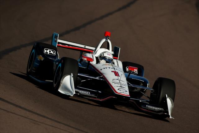 Josef Newgarden dives into Turn 1 during the afternoon open test session at ISM Raceway -- Photo by: Joe Skibinski