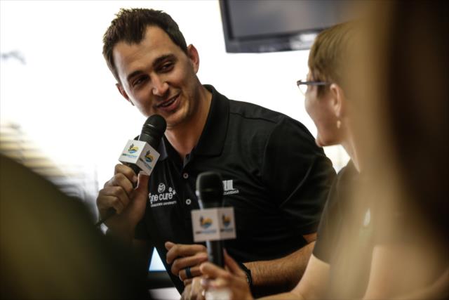 Graham Rahal announces his new sponsorship with Team One Cure prior to the start of the open test at ISM Raceway -- Photo by: Shawn Gritzmacher