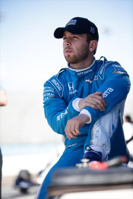 Ed Jones waits along pit lane prior to the start of the afternoon open test session at ISM Raceway -- Photo by: Shawn Gritzmacher