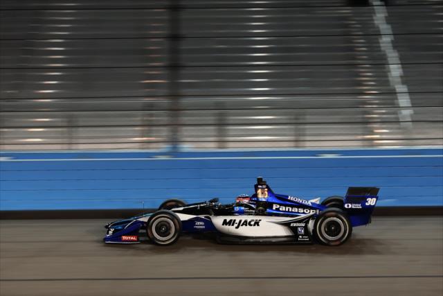 Takuma Sato streaks into Turn 2 during the evening open test session at ISM Raceway -- Photo by: Chris Jones