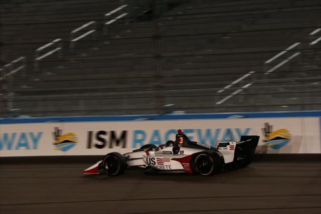 Marco Andretti streaks through Turn 2 during the evening open test session at ISM Raceway -- Photo by: Chris Jones