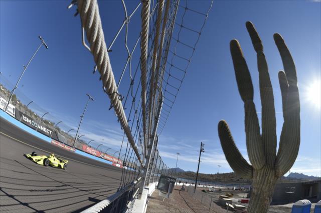 Simon Pagenaud rolls down the backstretch during the afternoon open test session at ISM Raceway -- Photo by: Chris Owens