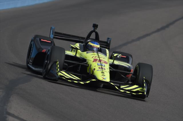 Sebastien Bourdais dives into Turn 1 during the afternoon test session at ISM Raceway -- Photo by: Chris Owens