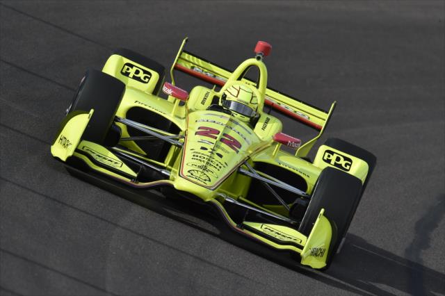 Simon Pagenaud rolls into Turn 1 during the afternoon test session at ISM Raceway -- Photo by: Chris Owens
