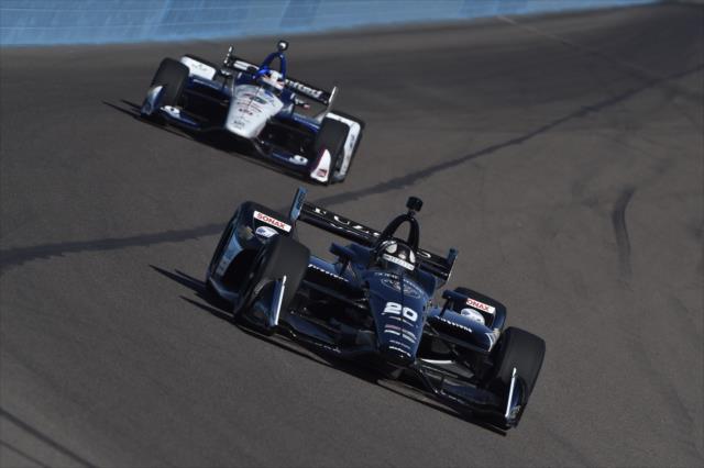 Ed Carpenter and Graham Rahal set up for Turn 1 during the afternoon open test session at ISM Raceway -- Photo by: Chris Owens