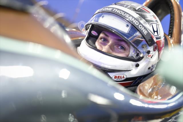 Zach Veach sits in his No. 26 Group One Thousand One Honda on pit lane during the evening open test session at ISM Raceway -- Photo by: Chris Owens
