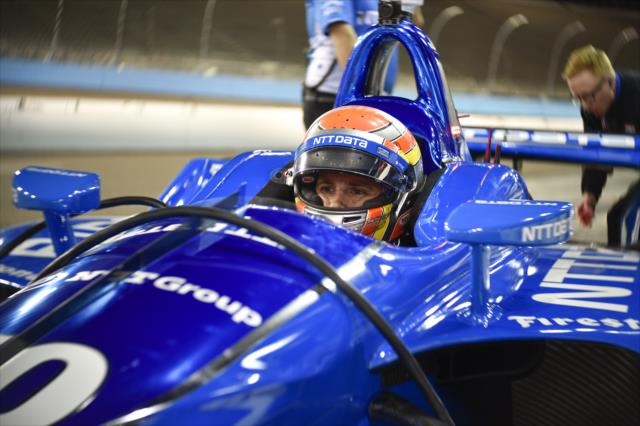 Ed Jones sits in his No. 10 NTT Data Honda on pit lane during the evening open test session at ISM Raceway -- Photo by: Chris Owens