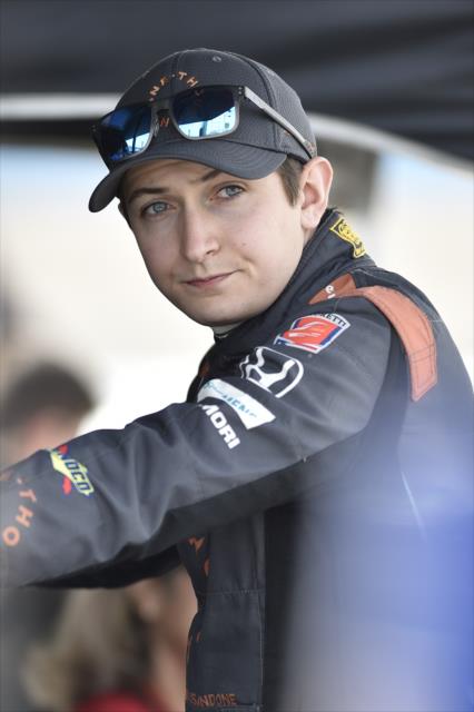 Zach Veach looks down pit lane during the afternoon test session at ISM Raceway -- Photo by: Chris Owens