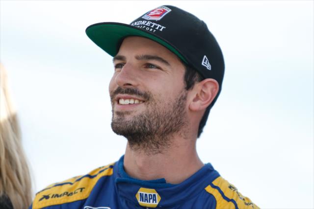 Alexander Rossi on pit lane prior to the evening open test session at ISM Raceway -- Photo by: Joe Skibinski
