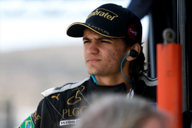 Pietro Fittipaldi watches from his pit stand during the afternoon open test session at ISM Raceway -- Photo by: Joe Skibinski