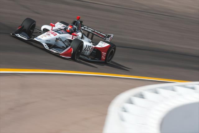 Marco Andretti shoots into Turn 1 during the afternoon open test session at ISM Raceway -- Photo by: Joe Skibinski