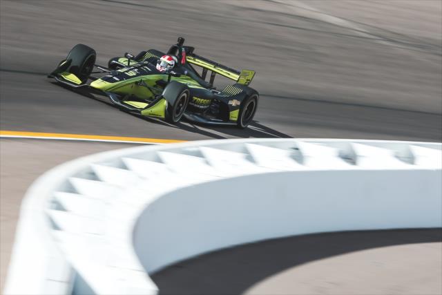 Charlie Kimball shoots into Turn 1 during the afternoon open test session at ISM Raceway -- Photo by: Joe Skibinski
