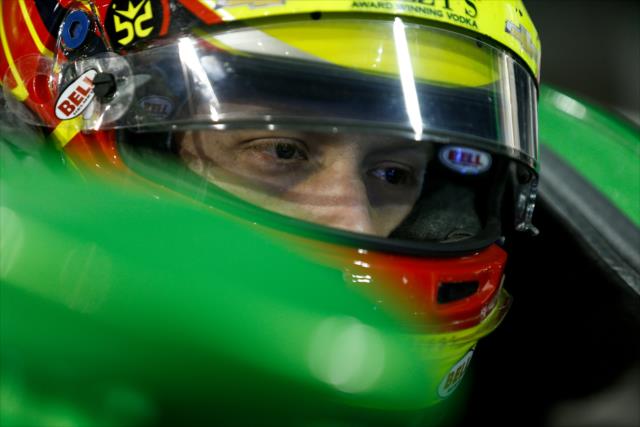 Spencer Pigot focuses down pit lane during the evening open test session at ISM Raceway -- Photo by: Joe Skibinski