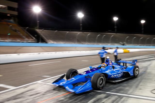 Ed Jones peels out of his pit stall during the evening open test session at ISM Raceway -- Photo by: Joe Skibinski