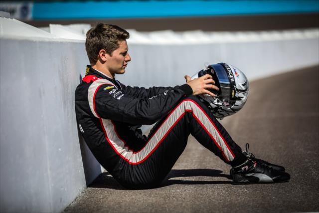 Josef Newgarden sits on pit lane at ISM Raceway -- Photo by: Shawn Gritzmacher