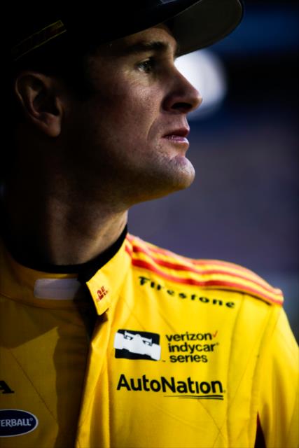 Ryan Hunter-Reay looks down pit lane during the evening test session at ISM Raceway -- Photo by: Shawn Gritzmacher