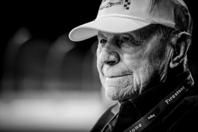 Gen. Chuck Yeager (ret.) watches track activity from pit lane during the evening test session at ISM Raceway -- Photo by: Shawn Gritzmacher