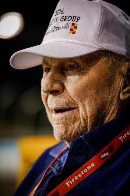 General Chuck Yeager (ret.) watches track activity from the evening test session at ISM Raceway -- Photo by: Shawn Gritzmacher