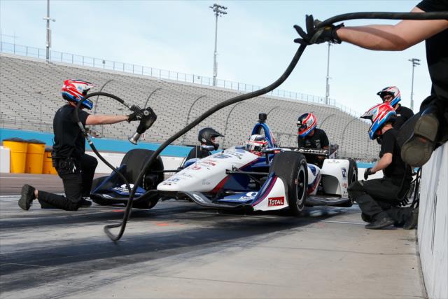 Graham Rahal on pit lane to simulate at pit stop during the afternoon test session at ISM Raceway -- Photo by: Joe Skibinski