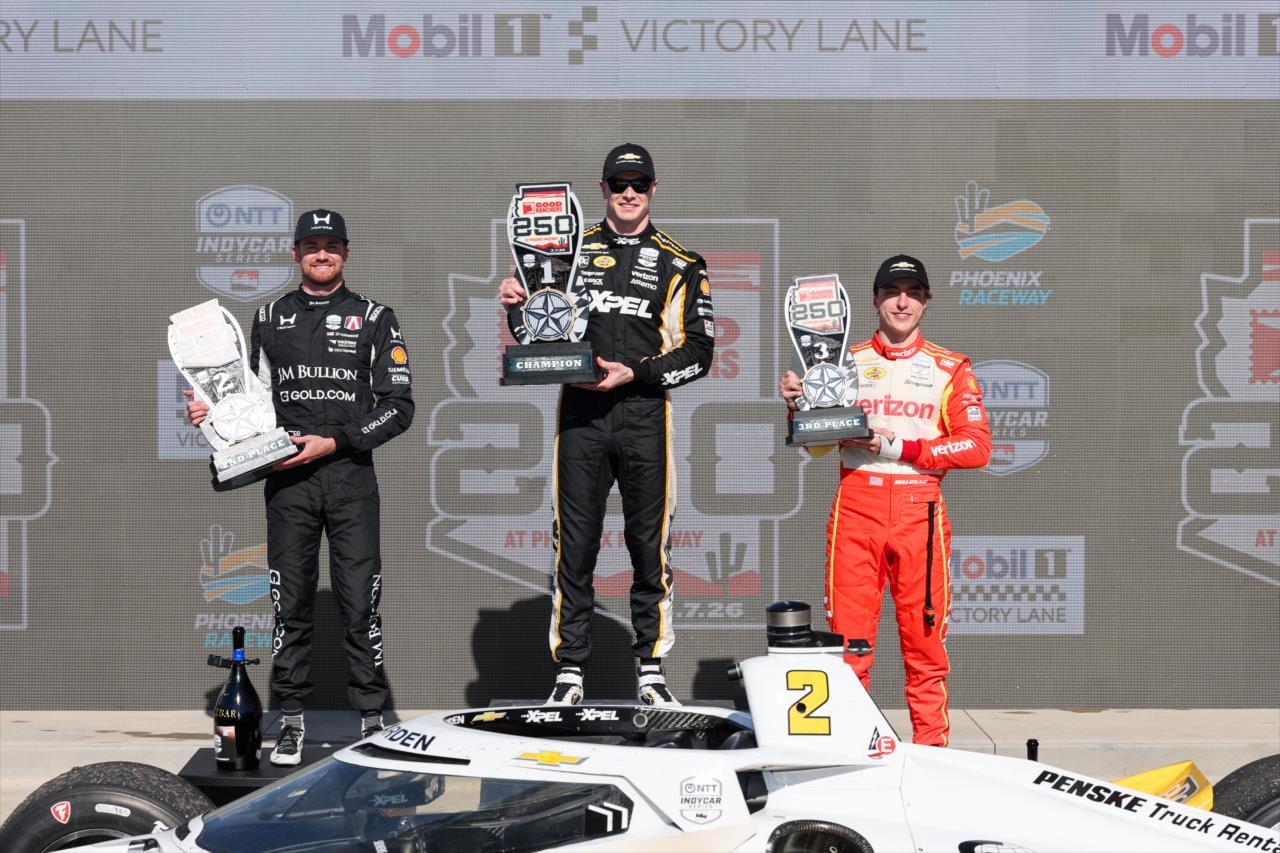 Kyle Kirkwood, Josef Newgarden and David Malukas - Good Ranchers 250 - By: Chris Owens -- Photo by: Chris Owens