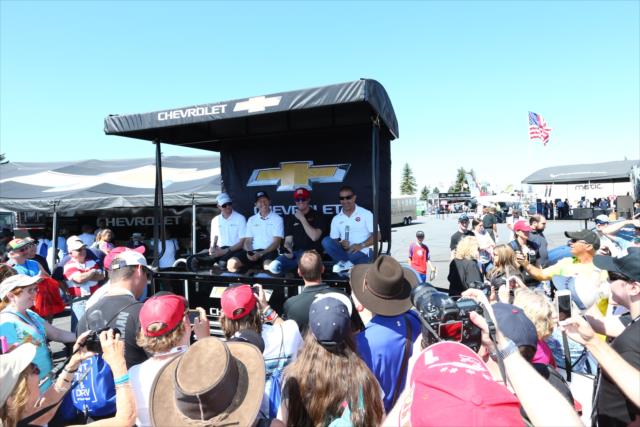 Ganassi drivers during a Q&A in the INDYCAR Fan Village -- Photo by: Bret Kelley