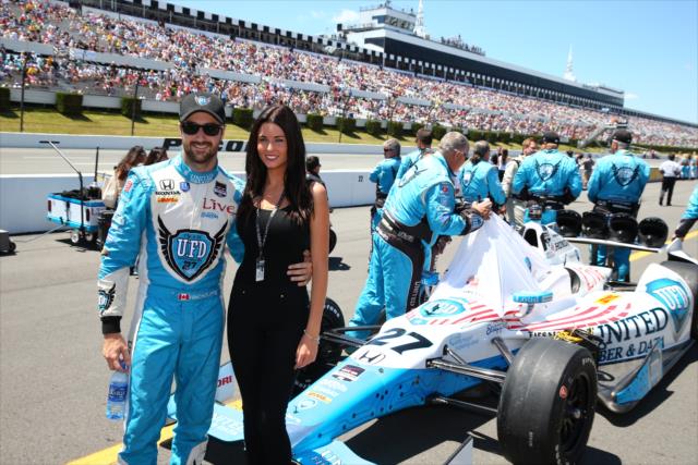 James Hinchcliffe and his girlfried Kirsten on the grid before the Pocono INDYCAR 500 -- Photo by: Chris Jones