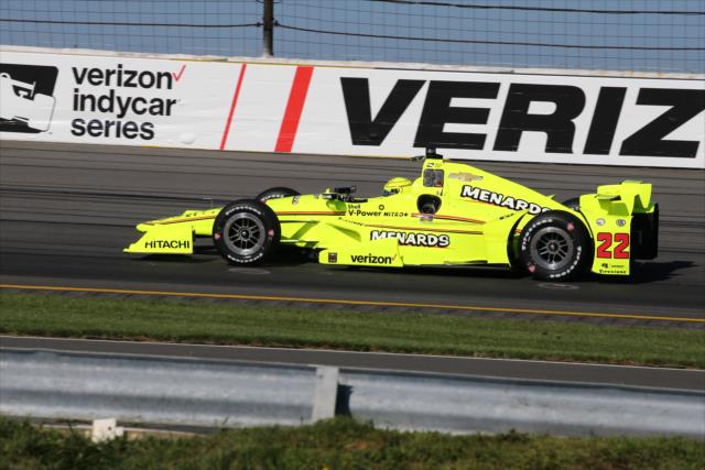 Simon Pagenaud sets up for Turn 3 during practice for the ABC Supply 500 at Pocono Raceway -- Photo by: Bret Kelley