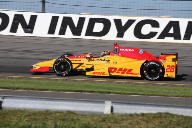Ryan Hunter-Reay sets up for Turn 3 during practice for the ABC Supply 500 at Pocono Raceway -- Photo by: Bret Kelley