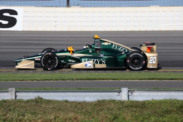 Ed Carpenter sets up for Turn 3 during practice for the ABC Supply 500 at Pocono Raceway -- Photo by: Bret Kelley