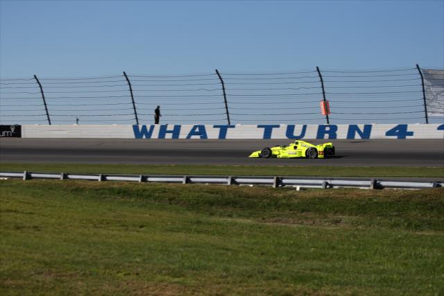 Simon Pagenaud exits Turn 3 during practice for the ABC Supply 500 at Pocono Raceway -- Photo by: Bret Kelley