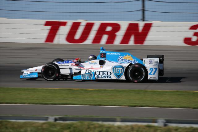 Marco Andretti apexes Turn 3 during practice for the ABC Supply 500 at Pocono Raceway -- Photo by: Bret Kelley