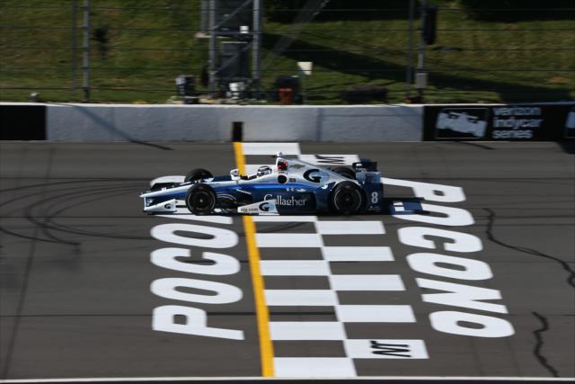 Max Chilton flashes across the start/finish line during practice for the ABC Supply 500 at Pocono Raceway -- Photo by: Chris Jones