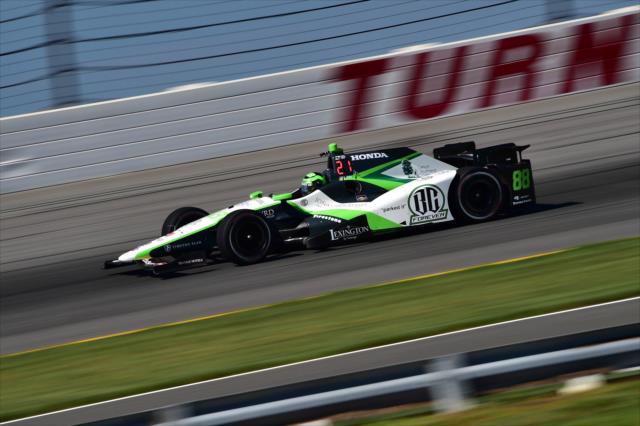 Conor Daly enters Turn 3 during practice for the ABC Supply 500 at Pocono Raceway -- Photo by: Chris Owens